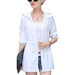 imageFlygo Womens Casual Jackets UPFUV 50 Full Zip Hoodie Outdoor Sports Rash Guard ShirtsWhite