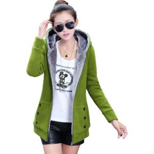imageFlygo Womens Casual Warm Sherpa Lined Full Zip Hoodie Sweatshirt Jacket OutwearGreen