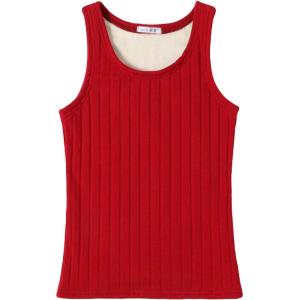 imageFlygo Womens Fleece Lined Tank Top Thermal Skinny Underwear TopsWine Red