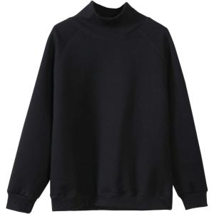 imageFlygo Womens Girls Warm Fleece Sherpa Lined High Neck Pullover SweatshirtBlack