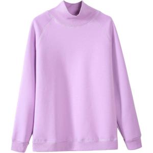 imageFlygo Womens Girls Warm Fleece Sherpa Lined High Neck Pullover SweatshirtLilac
