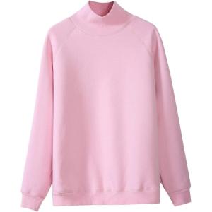 imageFlygo Womens Girls Warm Fleece Sherpa Lined High Neck Pullover SweatshirtPink