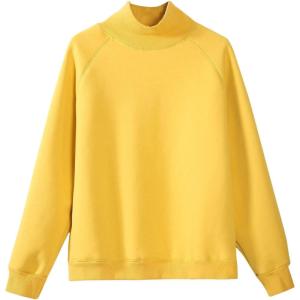 imageFlygo Womens Girls Warm Fleece Sherpa Lined High Neck Pullover SweatshirtYellow