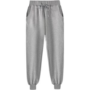 imageFlygo Womens Jogger Sweatpants Drawstring Waist Thermal Fleece Lined Active PantsGrey