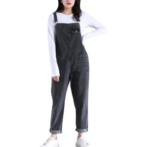imageFlygo Womens Loose Baggy Denim Bib Overalls Jumpsuit Harem PantsStyle 05 Grey