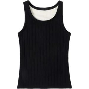 imageFlygo Womens Thermal Underwear Winter Warm Base Layer Fleece Lined Cami Tank TopsBlack