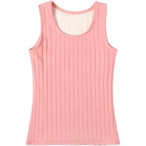 imageFlygo Womens Thermal Underwear Winter Warm Base Layer Fleece Lined Cami Tank TopsPink