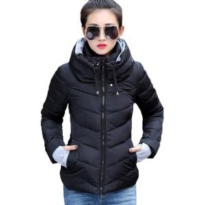 imageFlygo Womens Winter Warm Hooded Down Coat Quilted Puffer Outwear JacketsBlack