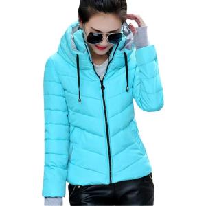 imageFlygo Womens Winter Warm Hooded Down Coat Quilted Puffer Outwear JacketsBlue