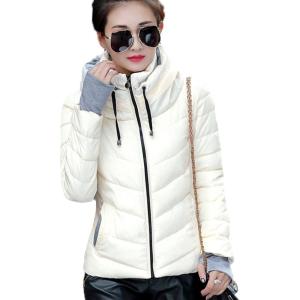 imageFlygo Womens Winter Warm Hooded Down Coat Quilted Puffer Outwear JacketsWhite