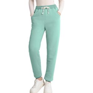 imageFlygo Womens Winter Warm Jogging Pants Sherpa Lined Sweatpants Sports Active SweatpantsBean Green