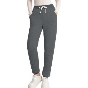 imageFlygo Womens Winter Warm Jogging Pants Sherpa Lined Sweatpants Sports Active SweatpantsDark Grey