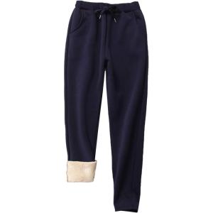 imageFlygo Womens Winter Warm Pants Sherpa Lined Sweatpants Athletic Joggers Fleece Pants02 Navy