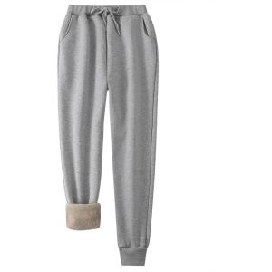imageFlygo Womens Winter Warm Pants Sherpa Lined Sweatpants Athletic Joggers Fleece PantsLight Grey