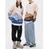 imageFlygo Mens Cow Sweater Harajuku Oversized Sweaters Chunky Casual Knit Pullover Jumper Fall Winter FashionBlue