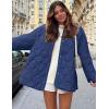 imageFlygo Womens Oversized Quilted Lightweight Jacket Button Down Puffer Padded Outerwear with PocketDarkblue