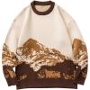imageFlygo Mens Cow Sweater Harajuku Oversized Sweaters Chunky Casual Knit Pullover Jumper Fall Winter FashionCoffee