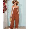 imageFlygo Overalls for Women Loose Fit Cotton Linen Bib Overalls Wide Leg Jumpsuits Casual 2025 Summer RompersRust