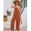 imageFlygo Overalls for Women Loose Fit Cotton Linen Bib Overalls Wide Leg Jumpsuits Casual 2025 Summer RompersRust