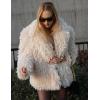 imageFlygo Womens Faux Fur Coat Jacket Fluffy 2025 Winter Jackets Lapel Long Sleeve Loose Shaggy Coats OuterwearBeige