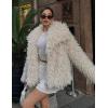 imageFlygo Womens Faux Fur Coat Jacket Fluffy 2025 Winter Jackets Lapel Long Sleeve Loose Shaggy Coats OuterwearBeige
