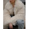 imageFlygo Womens Faux Fur Coat Jacket Fluffy 2025 Winter Jackets Lapel Long Sleeve Loose Shaggy Coats OuterwearBeige