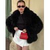 imageFlygo Womens Faux Fur Coat Jacket Fluffy 2025 Winter Jackets Lapel Long Sleeve Loose Shaggy Coats OuterwearBlack