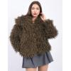 imageFlygo Womens Faux Fur Coat Jacket Fluffy 2025 Winter Jackets Lapel Long Sleeve Loose Shaggy Coats OuterwearBrown