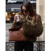 imageFlygo Womens Faux Fur Coat Jacket Fluffy 2025 Winter Jackets Lapel Long Sleeve Loose Shaggy Coats OuterwearBrown