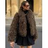 imageFlygo Womens Faux Fur Coat Jacket Fluffy 2025 Winter Jackets Lapel Long Sleeve Loose Shaggy Coats OuterwearBrown