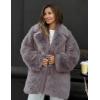imageFlygo Womens Long Faux Fur Coats Fluffy Faux Fur Jacket Long Sleeve Lapel Furry Coats Fuzzy Winter JacketTaupe