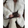 imageFlygo Womens Long Faux Fur Coats Fluffy Faux Fur Jacket Long Sleeve Lapel Furry Coats Fuzzy Winter JacketWhite