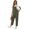 imageFlygo Womens Overalls Cotton Linen Overalls for Women Loose Fit Harem Wide Leg Jumpsuit with PocketsArmy Green