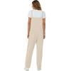 imageFlygo Womens Overalls Cotton Linen Overalls for Women Loose Fit Harem Wide Leg Jumpsuit with PocketsBeige