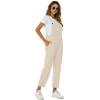 imageFlygo Womens Overalls Cotton Linen Overalls for Women Loose Fit Harem Wide Leg Jumpsuit with PocketsBeige