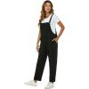 imageFlygo Womens Overalls Cotton Linen Overalls for Women Loose Fit Harem Wide Leg Jumpsuit with PocketsBlack