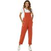 imageFlygo Womens Overalls Cotton Linen Overalls for Women Loose Fit Harem Wide Leg Jumpsuit with PocketsBrickred