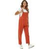 imageFlygo Womens Overalls Cotton Linen Overalls for Women Loose Fit Harem Wide Leg Jumpsuit with PocketsBrickred