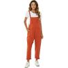 imageFlygo Womens Overalls Cotton Linen Overalls for Women Loose Fit Harem Wide Leg Jumpsuit with PocketsBrickred