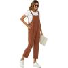 imageFlygo Womens Overalls Cotton Linen Overalls for Women Loose Fit Harem Wide Leg Jumpsuit with PocketsBrown