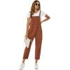 imageFlygo Womens Overalls Cotton Linen Overalls for Women Loose Fit Harem Wide Leg Jumpsuit with PocketsBrown