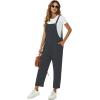 imageFlygo Womens Overalls Cotton Linen Overalls for Women Loose Fit Harem Wide Leg Jumpsuit with PocketsDark Grey
