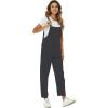 imageFlygo Womens Overalls Cotton Linen Overalls for Women Loose Fit Harem Wide Leg Jumpsuit with PocketsDark Grey