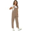 imageFlygo Womens Overalls Cotton Linen Overalls for Women Loose Fit Harem Wide Leg Jumpsuit with PocketsDark Khaki