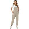 imageFlygo Womens Overalls Cotton Linen Overalls for Women Loose Fit Harem Wide Leg Jumpsuit with PocketsLight Khaki