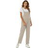 imageFlygo Womens Overalls Cotton Linen Overalls for Women Loose Fit Harem Wide Leg Jumpsuit with PocketsLight Khaki