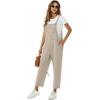 imageFlygo Womens Overalls Cotton Linen Overalls for Women Loose Fit Harem Wide Leg Jumpsuit with PocketsLight Khaki