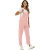 imageFlygo Womens Overalls Cotton Linen Overalls for Women Loose Fit Harem Wide Leg Jumpsuit with PocketsPink