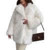 imageFlygo Womens Long Faux Fur Coats Fluffy Faux Fur Jacket Long Sleeve Lapel Furry Coats Fuzzy Winter JacketWhite