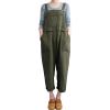 imageFlygo Womens Overalls Cotton Linen Overalls for Women Loose Fit Harem Wide Leg Jumpsuit with PocketsArmy Green